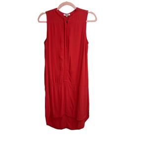Madewell Red Sleeveless Button Down Tunic Dress